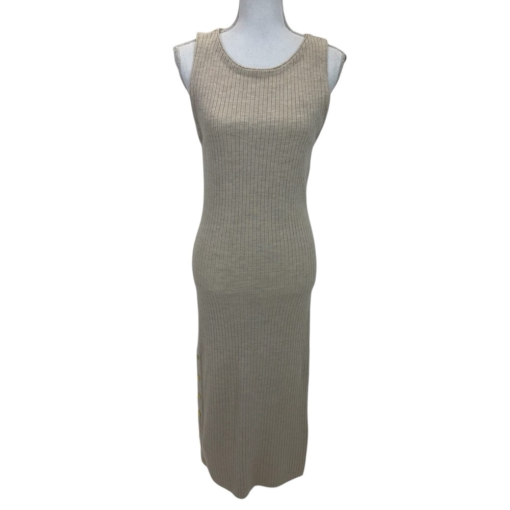 Alice + Olivia Jenner Wool Knit Dress XL Light Tan - Picture 9 of 16
